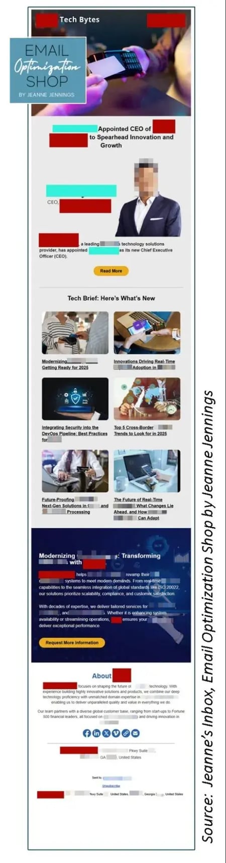 a b2b email newsletter that talks all about the organization and provides little to no value to readers.